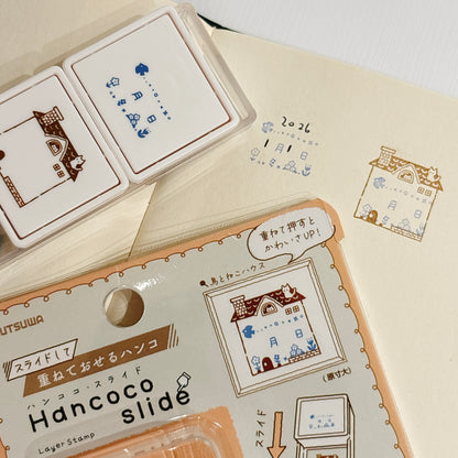 內附補充墨水‼️ 日本Slide Stamp 向下推·向上推雙色印章 - 日期屋子
