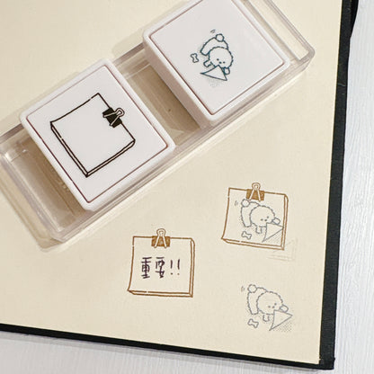 內附補充墨水‼️日本 Slide Stamp 向下推·向上推雙色印章 - 下一頁狗狗