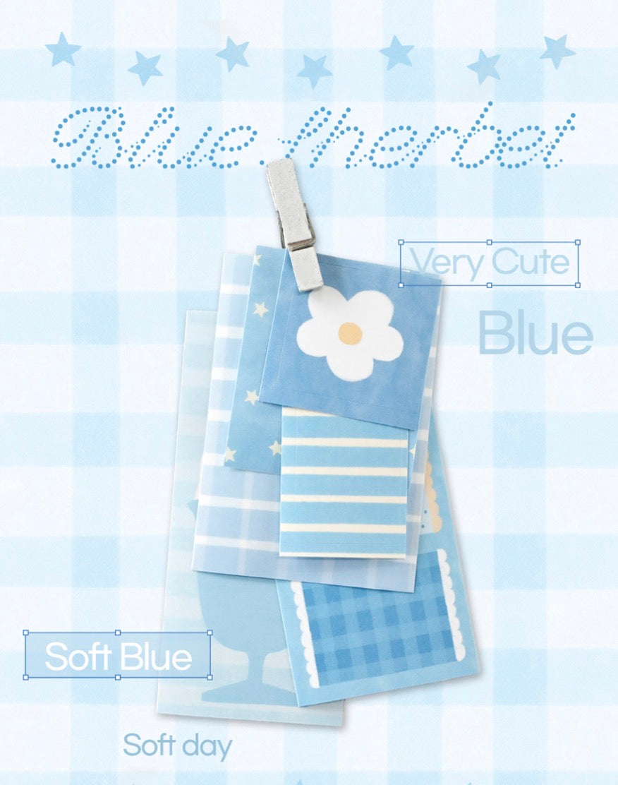 韓國Monolike 藍色系拼貼素材包 Blue Sherbet Label Stickers Pack *可書寫* [預購貨品，下單後14天出貨]