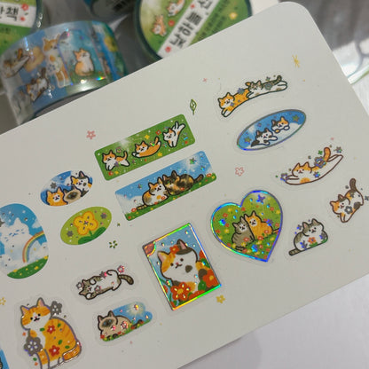 韓國 Doehye Drawing 貓咪四部曲卷裝貼紙: 第二部曲 - 踏踏森林原野