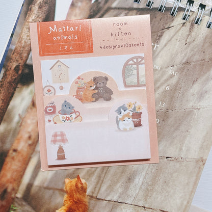 日本可愛動物小店主題便條貼 (一本4 種尺寸‼️) - 宅在家的貓咪