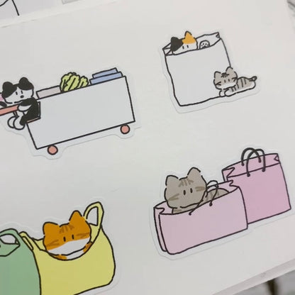 韓國 Cat Family 卷裝粒粒貼紙 : Shop with me (增量5米一卷，可書寫）