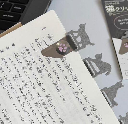 日本TOHKIN 貓咪剪影肉球金屬書夾：一套4 個  [預購貨品，下單後一星期出貨]
