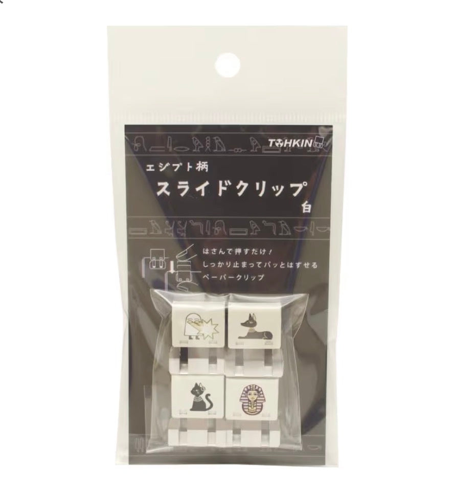 《埃及祭文具》日本TOHKIN 埃及圖案金屬滑動夾套裝- 一套4 個