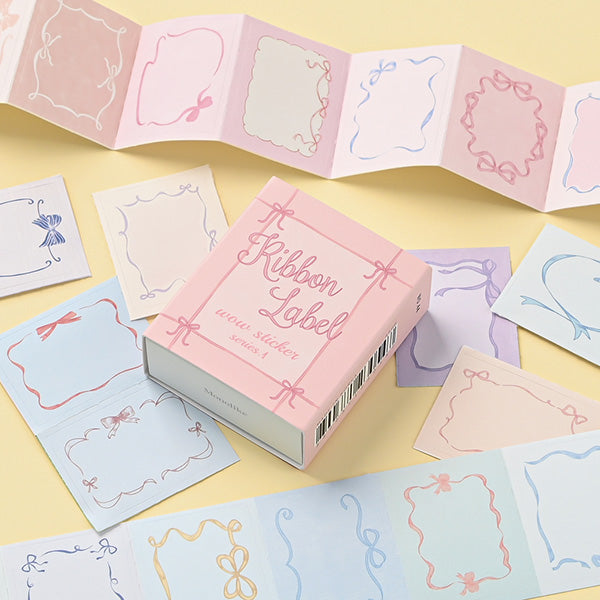 韓國 Wow stickers 盒仔貼紙 - Ribbon Label 標貼 *整張可貼，可書寫