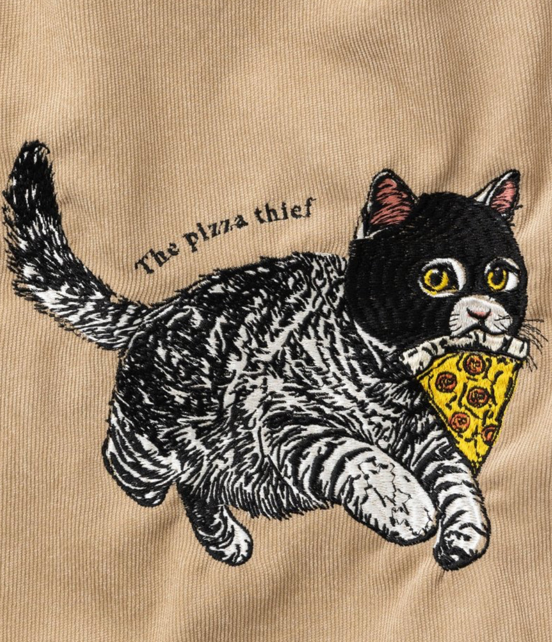 日本Joblie Animal Family 猫刺繍布袋 - 蒙面小貓，The Pizza Thief（預購貨品）