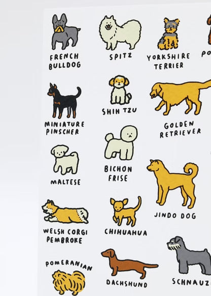 世界圖鑑系列：狗狗絲版印刷明信片