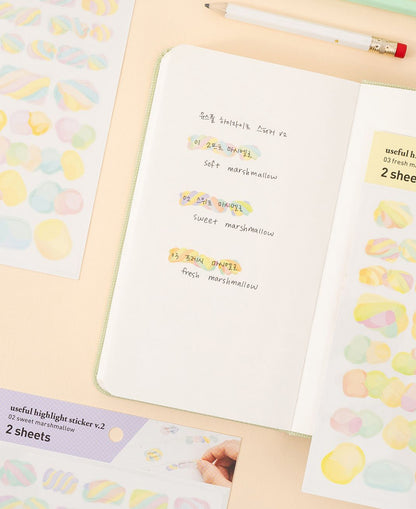 韓國Full design Useful Highlight Stickers - ￼Marshmallow 棉花糖