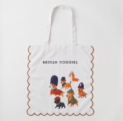 大容量收納‼️ 日本J. Studio 雙面雲朵刺繡Totebag - British Doggies (預購貨品)