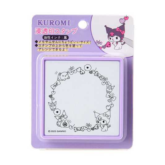 Sanrio Characters 浸透印章 - Kuromi的花圈 (無需印台）