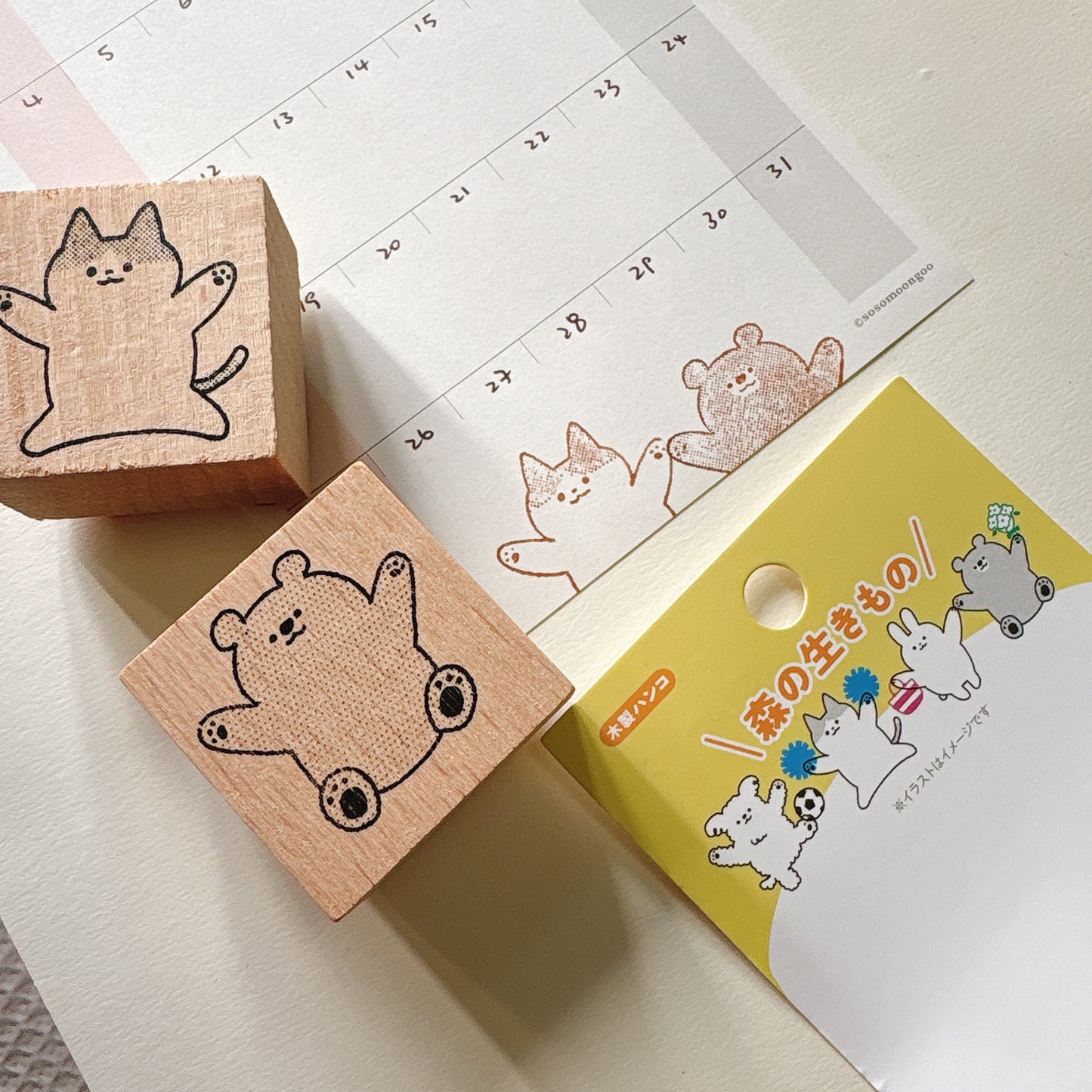 日本 I Love Stamp 木製印章 - 送花的熊仔