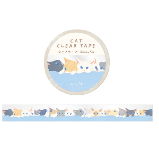 日本RyuRyu 貓咪透明紙膠帶 -貓咪朋友圈