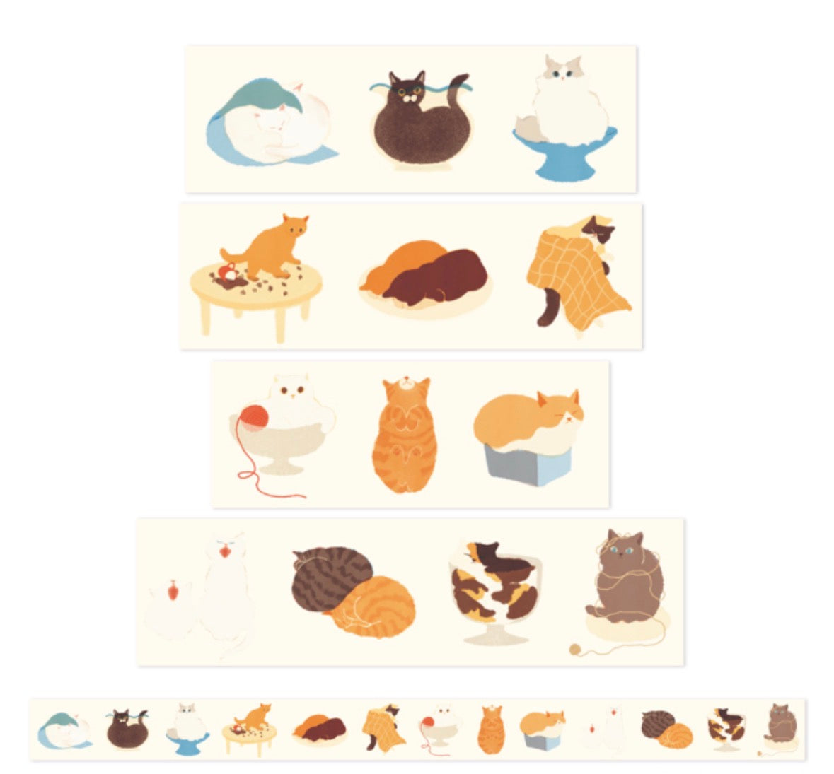 日本RyuRyu 貓咪透明紙膠帶 - 慵懶貓咪的生活