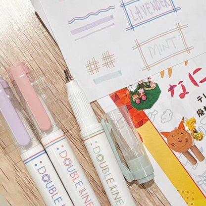 韓國 Double Line 雙頭柔和色系螢光筆套裝 (一套3枝）