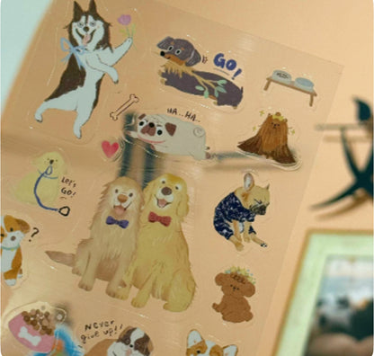 毛孩大集合透明貼紙 - 貓貓及狗狗