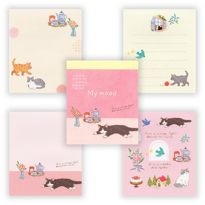 日本 NB Lovely Pets My Mood 四圖案 80頁便條簿 - 貓貓