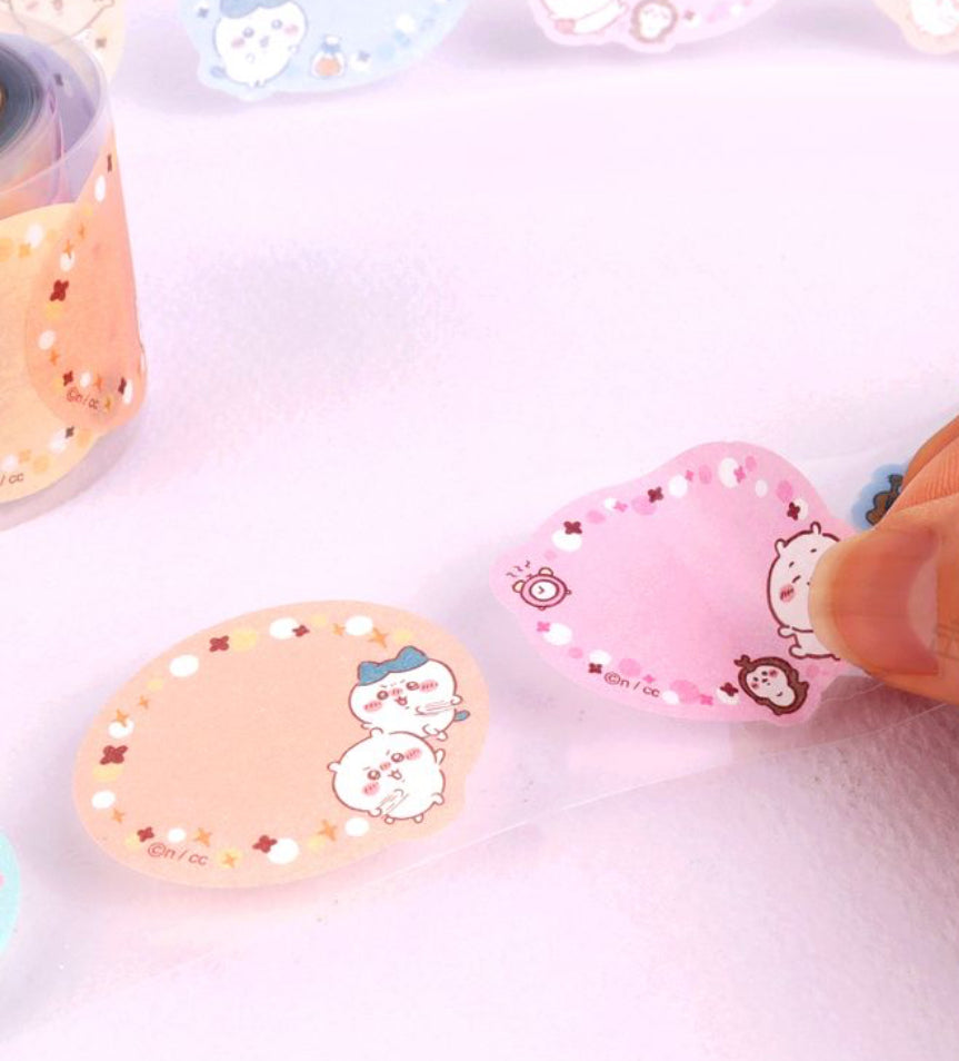 日本 Chiikawa 卷裝粒粒可書寫貼紙 - 馬卡龍色框框款 (120 粒)