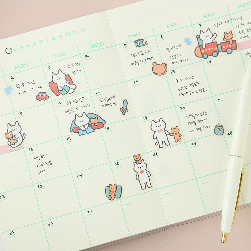 韓國插畫家썸켓츠 貼紙系列 - 貓咪和小熊