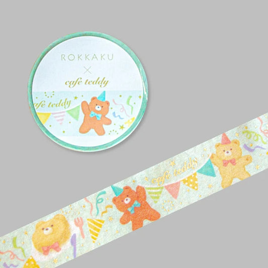 ROKKAKU 和紙熨金紙膠帶 - Party Bear