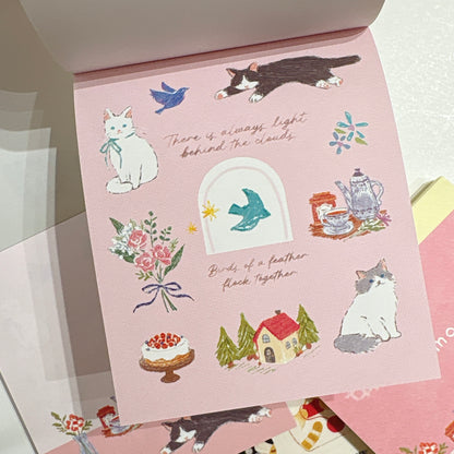 日本 NB Lovely Pets My Mood 四圖案 80頁便條簿 - 貓貓