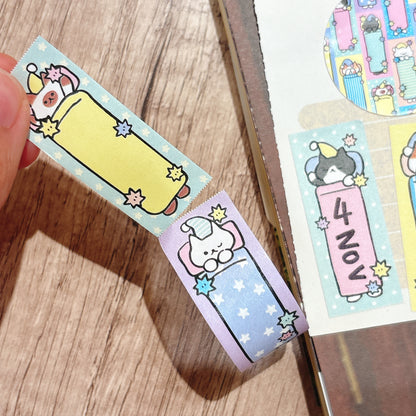 韓國插畫家썸켓츠 紙質可書寫卷裝 Label 貼 - Good night 貓咪