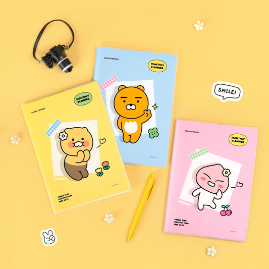 輕便之選‼️ 韓國 Kakao Friends 自填日子A5 Monthly 月計劃 [預購貨品]