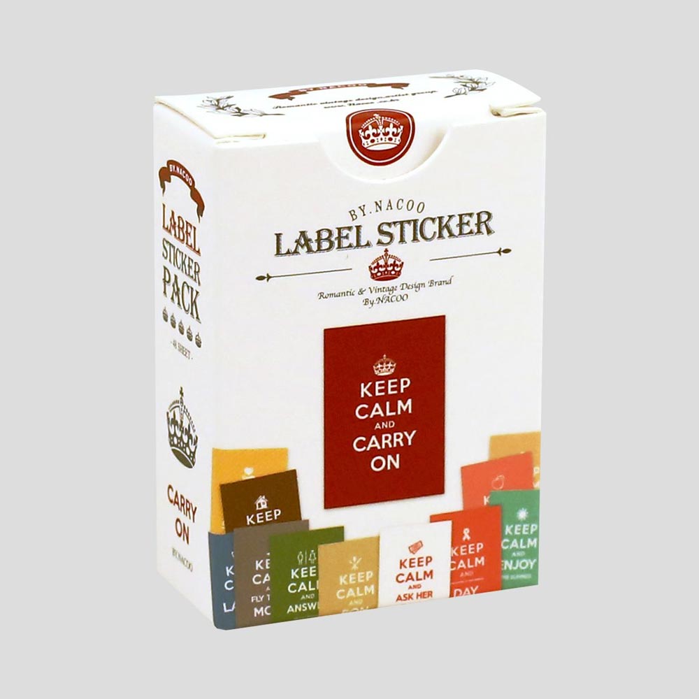 韓國By Nacoo Label Sticker - 英倫經典 Keep Calm * [預購貨品，下單後14天出貨]