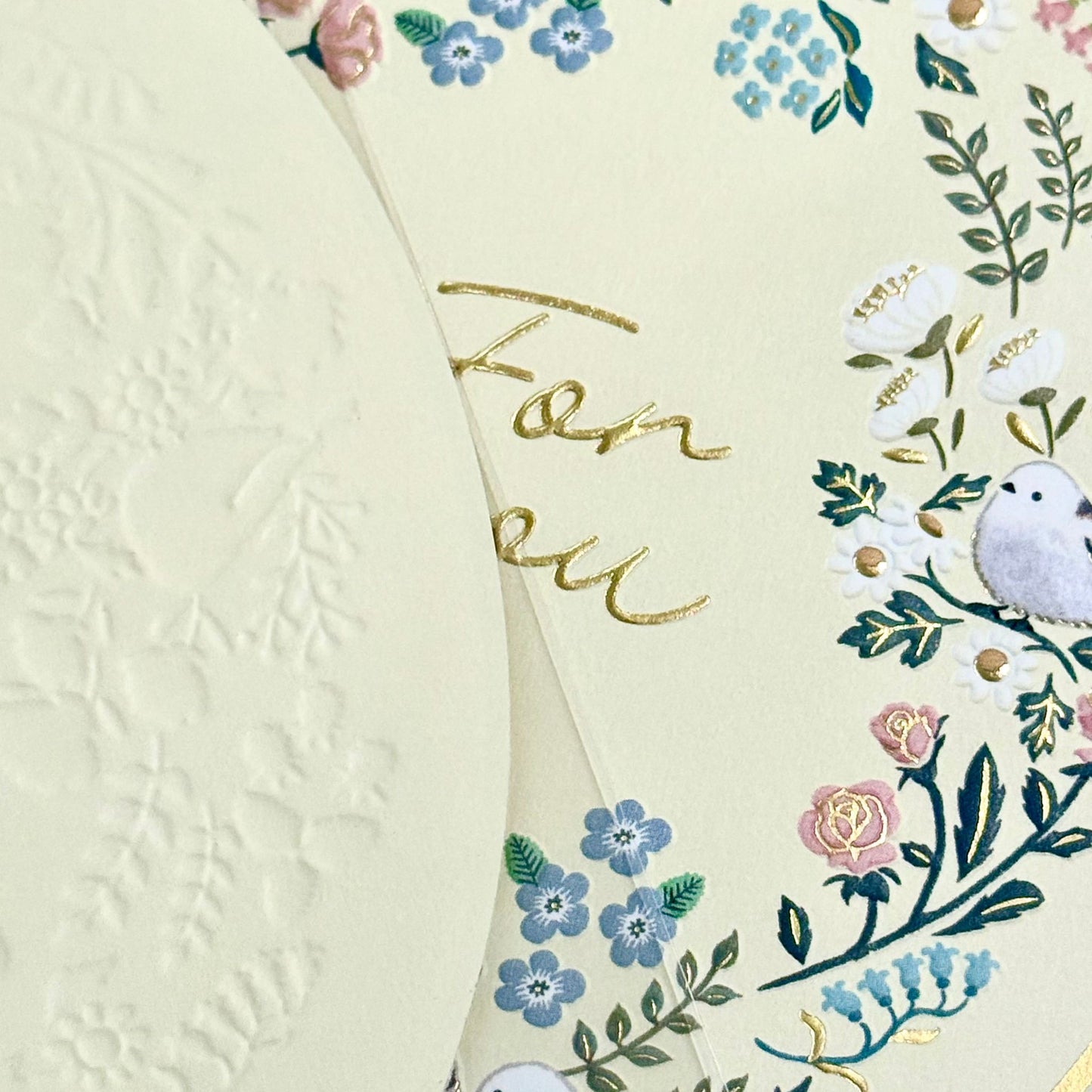 可愛動物金箔熨壓橢圓形心意卡 - 雪鳥的happy birthday