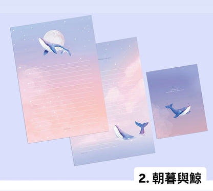 韓國雲彩鯨魚信紙套裝 - 4 款選擇