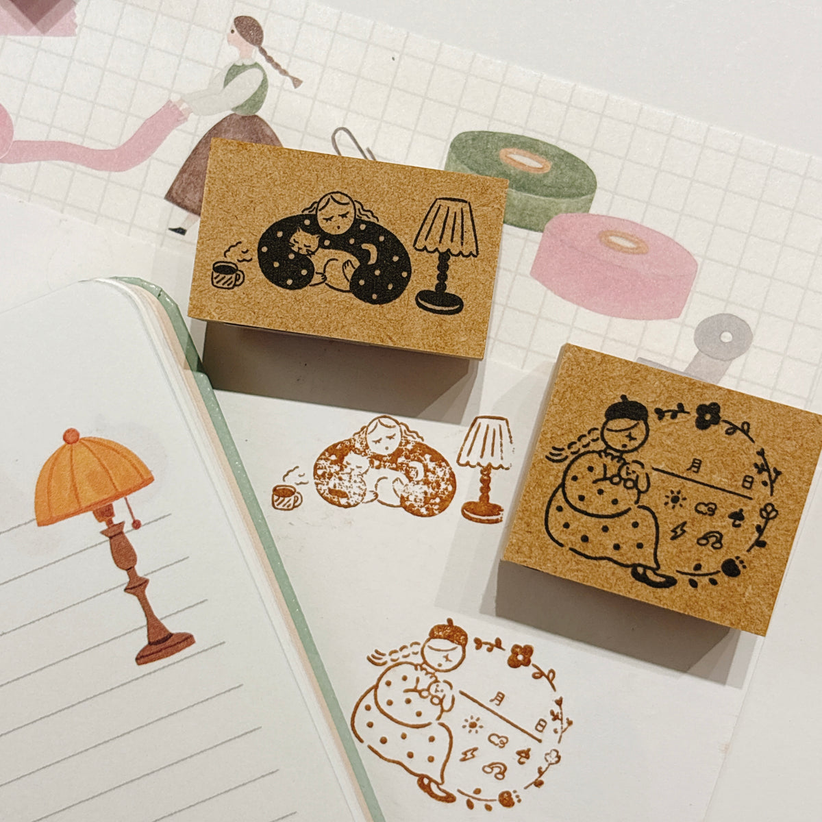 日本 Marche Stamp 印章 - 被貓咪治癒的女孩