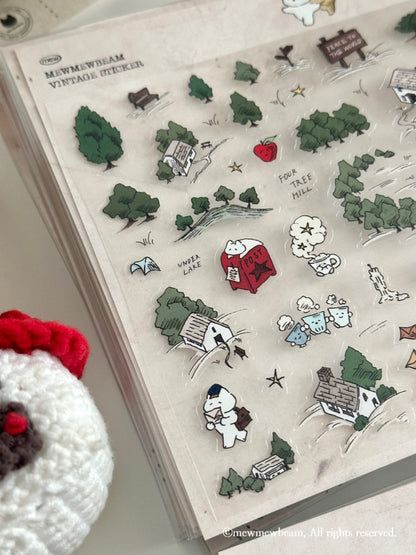 韓國Mewmewbeam 復古懷舊A5 大張貼紙 - 2 款選擇* [預購貨品，下單後14天出貨]