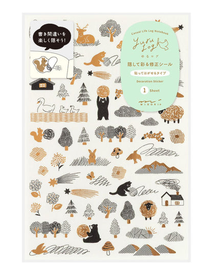 日本Yuru Log 錯字修正貼紙 : 森林動物