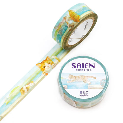 日本Saien 和紙 7 米長紙膠帶 - 貓之島