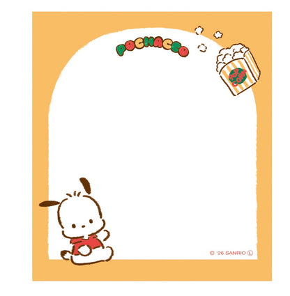 日本古川紙工 x Sanrio 零食系列便條簿80張: PC狗的爆谷時間 [預購貨品，下單後14天出貨]
