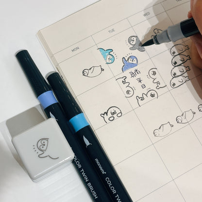 日本層層疊Corner☆Stamp 自帶墨印章第二彈 - 滑滑企鵝🐧