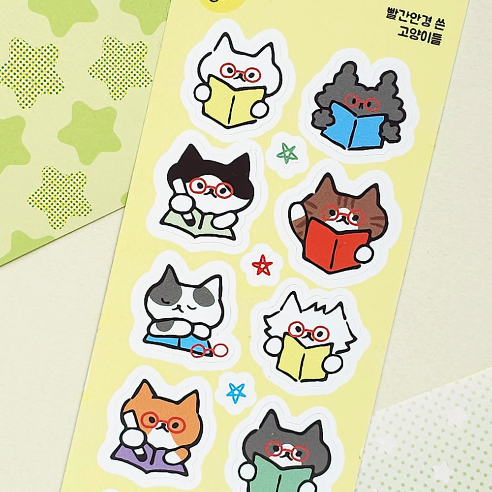 韓國插畫家썸켓츠 貼紙系列 - 閱讀貓咪