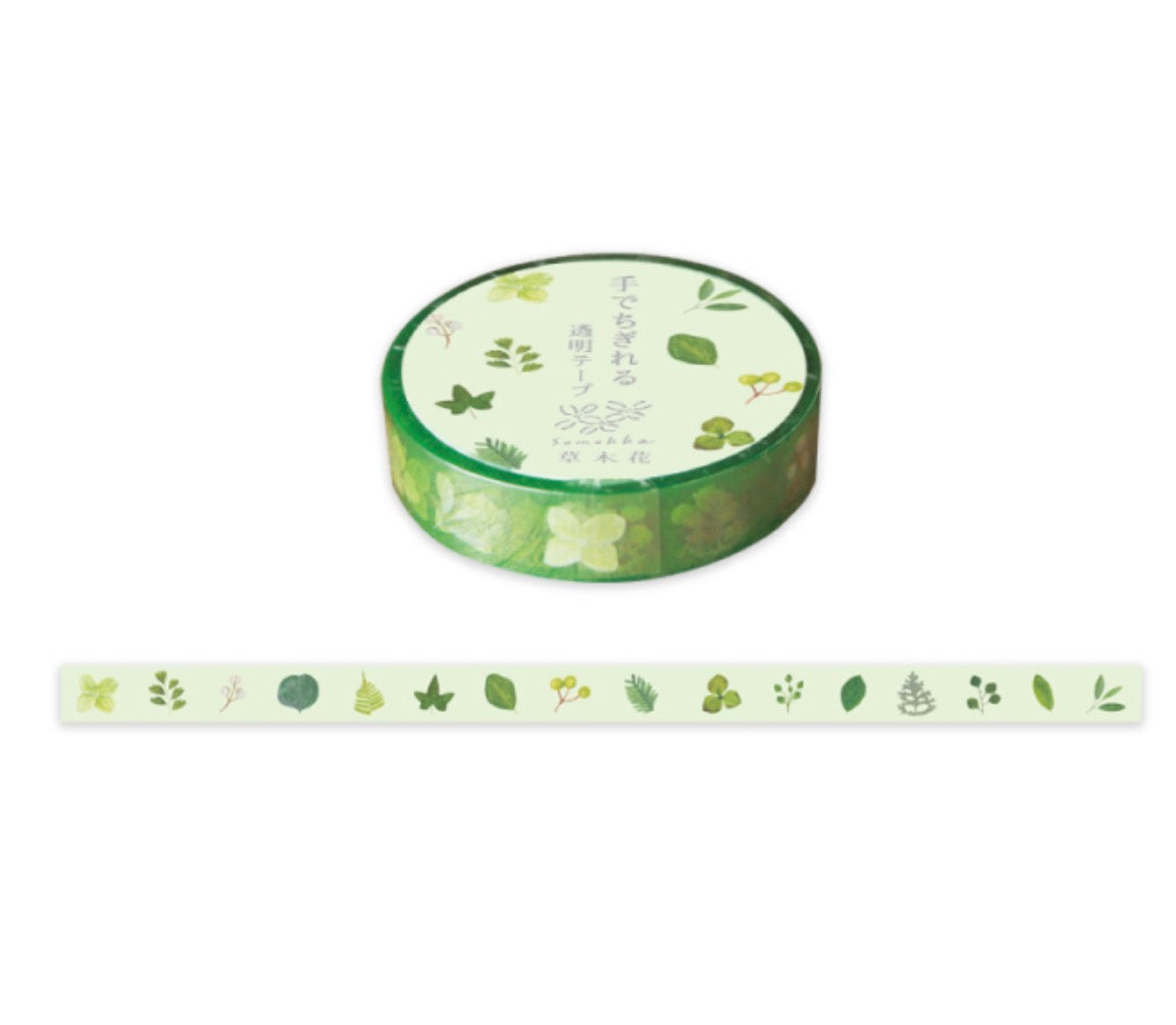 日本Somokka 草木花系列透明幼身紙膠帶 - 綠色篇
