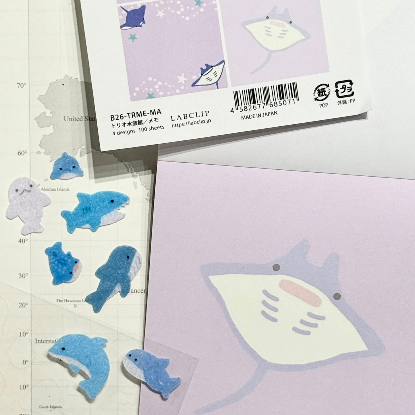 日本 Trio animal 系列四方便條紙 - 魔鬼魚