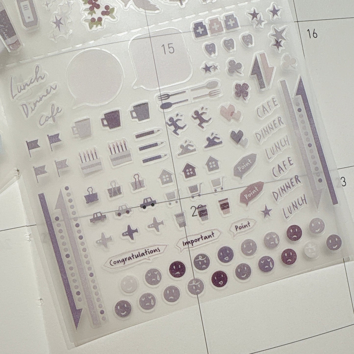 日本 Pure Hue Daily Seal 手帳純色貼紙 - 紫色色系