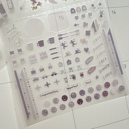 日本 Pure Hue Daily Seal 手帳純色貼紙 - 紫色色系