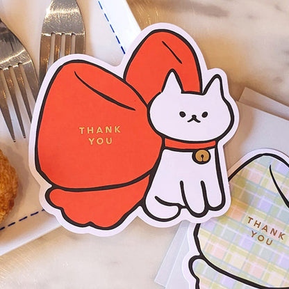 韓國插畫家썸켓츠心意卡系列 - 紅蝴蝶結🎀的貓咪 - Thank You