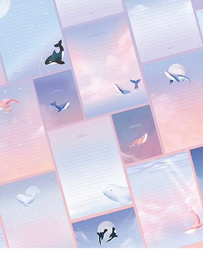 韓國雲彩鯨魚信紙套裝 - 4 款選擇