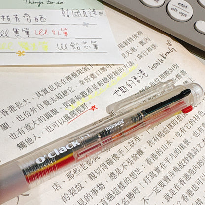 韓國Monami 3 + 1 三色筆連鉛芯筆 四合一 （透明筆桿）
