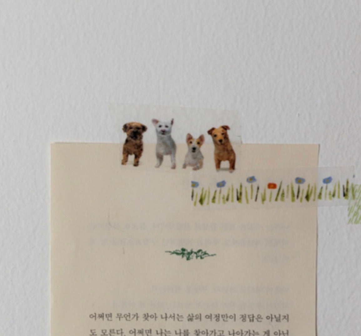 韓國Rolled Paint 很多很多隻狗狗紙膠帶 - 一米 / 整卷