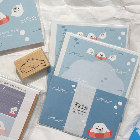 日本 Trio Animal 迷你信紙 Letter Set - 海豹寶寶
