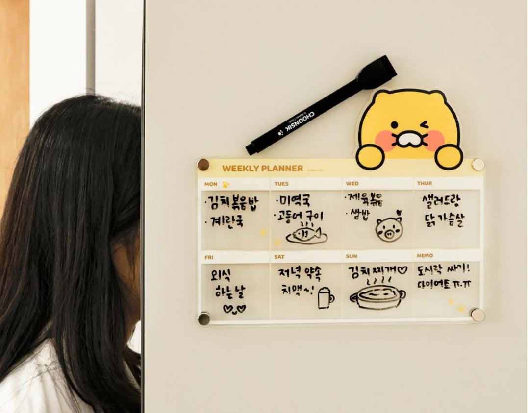 韓國春植磁石每週日程規劃板 (附有筆）