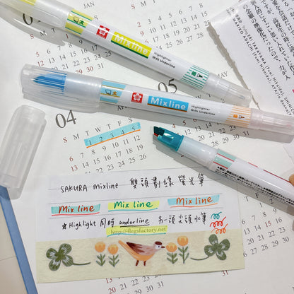 日本Sakura Mixline 雙頭劃綫螢光筆