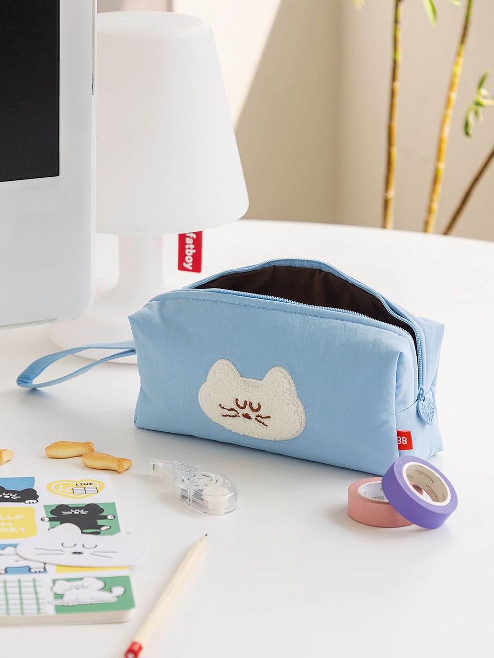 韓國Romane Mogry 貓咪 大容量 Pens Pocket Case - 4 色選擇  * [預購貨品，下單後14天出貨]