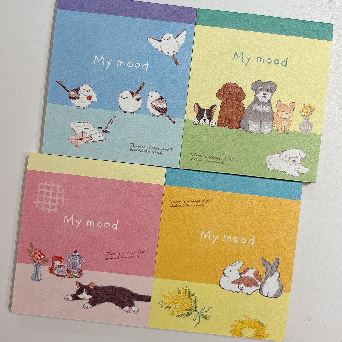 日本 NB Lovely Pets My Mood 四圖案 80頁便條簿 - 雪鳥