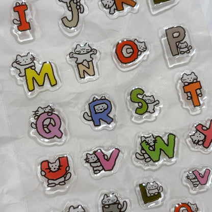 Mogry 貓咪 A-Z 水晶立體貼紙